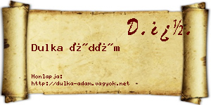 Dulka Ádám névjegykártya